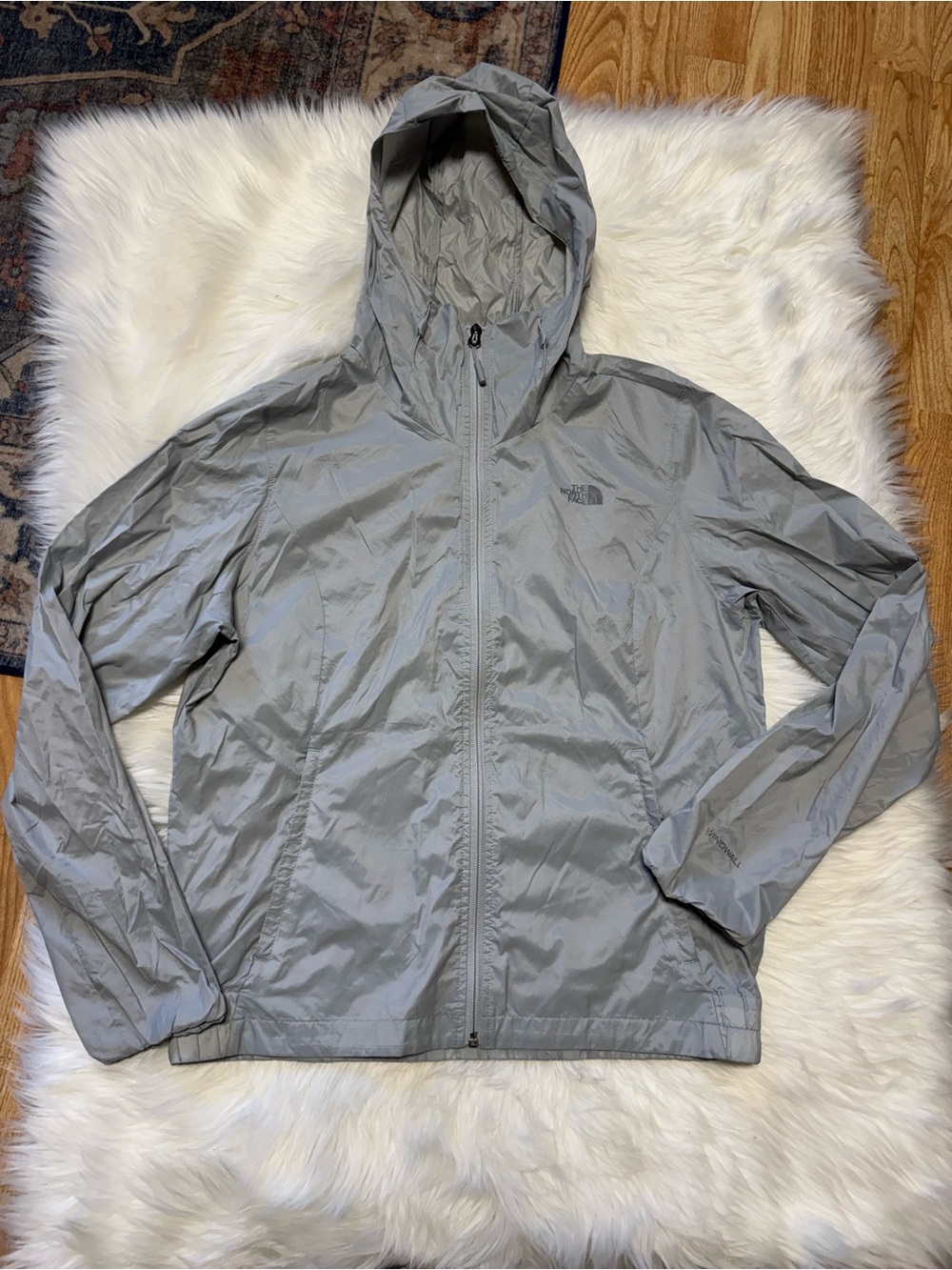 The North Face Windwall Windbreaker Lightweight Zip-Up Jacket Women's Large Gray